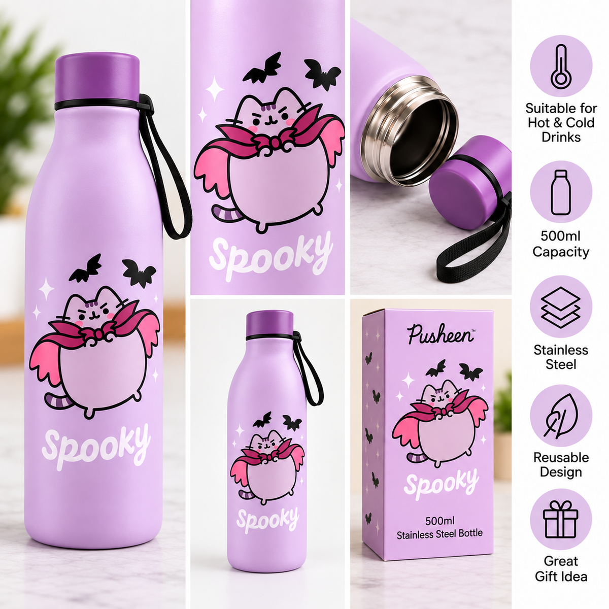 Pusheen the Cat Halloween Spooky 500ml Bottle