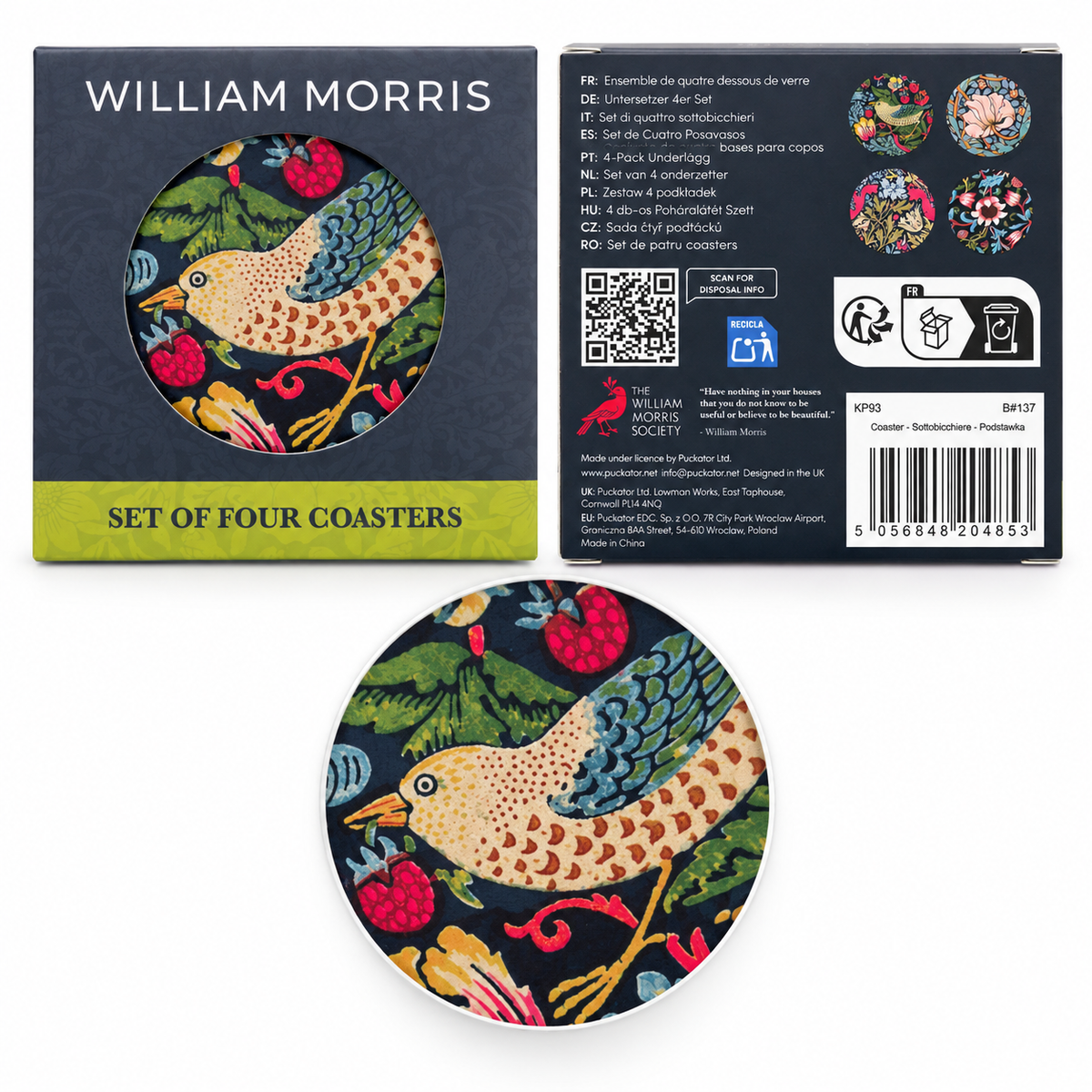 William Morris Set of 4 Cork Coasters
